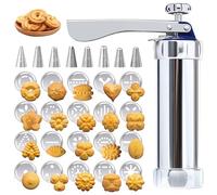 xolear Pistolas para Hacer Galletas Acero Inoxidable, Churrera 20 Moldes y 8 Boquillas de Acero Inoxidable, Maquina para Hacer Churros para Lavavajillas Decorar Pasteles, Postres y Galletas Caseras