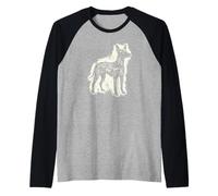 Xoloitzcuintli Perro Mexicano Sin Pelo Azteca Xolo Linocut Camiseta Manga Raglan