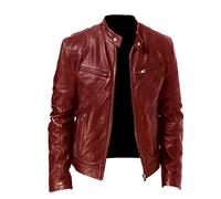 XOMART Chaqueta De Cuero Delgada con Cuello Levantado para Hombre De Primavera Y OtoñO, DecoracióN De Bolsillo, Traje De Motocicleta, Chaqueta De Cuero PU