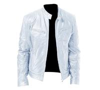 XOMART Chaqueta De Cuero Delgada con Cuello Levantado para Hombre De Primavera Y OtoñO, DecoracióN De Bolsillo, Traje De Motocicleta, Chaqueta De Cuero PU