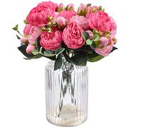 XONOR 4 Ramos de Flores de Seda de peonía Artificial Falsa Flor Gloriosa para el Banquete de Boda Nupcial decoración del hogar, 5 Tenedores, 9 Cabeza