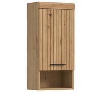 xonox.Home Armario Colgante Scout 37 x 79 x 24 cm en Color Negro y Artesano - Armario de Pared para baño con 1 Puerta y Compartimento Abierto - Montaje en Pared Que Ahorra Espacio con bisagra de