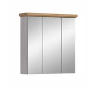 xonox.Home - Armario con Espejo Verona 69 x 71 x 21 cm en alerce Sibiu y Roble Artesano - 3 Puertas con Espejo con 6 estantes y 9 Compartimentos - Amplia Superficie de Espejo, Funcional