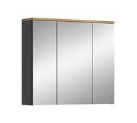 xonox.home Armario de baño con Espejo Canu con Espejo, Color Gris basalto, Color Roble Artisan NB, Aprox. 80 x 73 x 21 cm