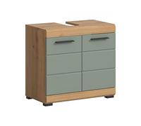 xonox.home Armario para Debajo del Lavabo, Armario bajo Lavabo, Armario bajo Lavabo, Armario para Debajo del Lavabo, Armario en Parte Delantera, Color Verde Salvia NB. Cuerpo de Roble Artisan NB