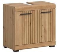 xonox.Home - Armario para Debajo del Lavabo Scout 60 x 56 x 34 cm en Color Artisan & Negro - Armario para baño con 2 Puertas y sifón - Incluye Estante Ajustable para una organización Funcional del