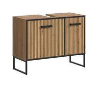 xonox.Home Armario para Lavabo Bagno 80 x 63 x 36 cm en imitación de Roble Artisan - Armario bajo 2 Puertas, 4 Compartimentos y sifón - Mucho Espacio bajo el Lavabo, Robusto y Moderno