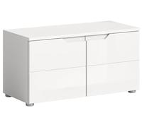 xonox.home - Banco Solero de 80 x 43 x 37 cm en la Parte Delantera de Color Blanco Brillante, Cuerpo Blanco - Banco de Pasillo - Moderno, práctico y Funcional