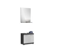 xonox.Home - Combinación de baño de 2 Piezas Scout en imitación de Plata ahumada y Blanco Brillante - Elegante Juego Completo para el baño - armonioso, Funcional y de diseño Recto