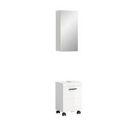 xonox.Home - Combinación de baño Nova de 40 x 191 x 30 cm en Color Blanco Brillante - Juego de 2 Piezas con Armario para Lavabo con Ruedas y Armario con Espejo - Solución compacta, Moderna e Ideal