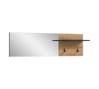 xonox.Home - Panel de Perchero con Espejo Canu 150 x 40 x 22 cm en Color Gris Artesano y basalto Gris - Perchero Compacto con Estante y 2 Ganchos - Montaje en Pared Ahorra Espacio para Chaquetas y