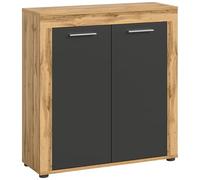 xonox.home Wohnen Jam X8BN1T20 - Armario Alto para salón (Madera de Roble, melamina/Gris, 80 x 88 x 35 cm)
