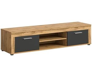 xonox.home Wohnen Jam X8BN1T30 - Mueble bajo para TV (160 x 37 x 40 cm, Madera de Roble Wotan), Color Gris