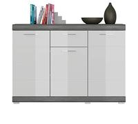 xonox.home X, Madera de ingeniería, Parte Delantera: Blanco Brillante de embutición Profunda, Cuerpo + deposición réplica de Plata ahumada, ca. 120 x 85 x 37 cm