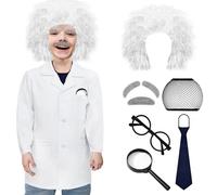 XonyiCos - Juego de 9 piezas de cientνfico loco para niρos con peluca, disfraz de Albert Einstein para el dνa 100 de la escuela, para 5 a 6 aρos