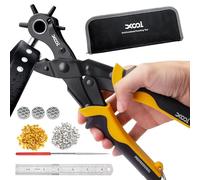 XOOL 2 en 1 Kit de Alicates Sacabocados y Ojetillos para Cuero, Ojetes Metálicos de 4,5 mm para Tela, Perforadora de Agujeros, Alicates para Ojetes para Zapatos, Ropa de Cuero y Cinturones