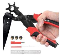 XOOL Alicate Sacabocados, Perforadora para Cuero, Cinturón, Cabezal Perforador de 6 Tamaños, Herramienta Sacabocado para Cinturón, Cuero, Pulsera, Tarjeta, Bolso, Cartón, Plástico