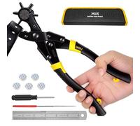 XOOL Alicate Sacabocados Redondos y Ovalados con Mango Largo Mejorado, Tenaza Revolvente para Cinturones, Correas, Collares, Zapatos y Manualidades de Cuero