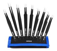 XOOL Juego de Pinzas Antiestáticas ESD de 9 Piezas, Kit de Pinzas de Acero Inoxidable para Laboratorio, Electrónica, Joyería y Trabajos Detallados