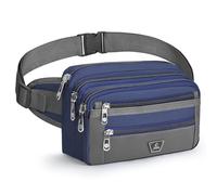 Xoolkly Riñoneras Hombre y Mujer con 7 Bolsillos y Cremallera, Cinturón Ajustable para Running, Senderismo, Ciclismo y Fitness, Azul