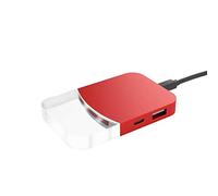 Xoopar 4 en 1 USB HUB Ultra Slim Mini Ilo USB Data Transfer Hub 3 USB 2.0 1 USB-C Hub USB Compatible con Windows XP/Vista / 7/8/10, Mac OS, Linux (Rojo)