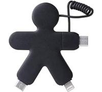 Xoopar Buddy Cable Multi USB 4 en 1 Negro - Cargador Universal de Plástico Reciclado, Conector USB-C, Lightning, USB Universal Para Smartphone