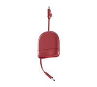 Xoopar Cable de Carga retráctil Multi USB 1 m 60 W - Carga rápida USB-C y Lightning, Compatible con CarPlay y Transferencia de Datos Ice-R Rojo