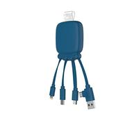 Xoopar - Cable Multi Conector USB - Hub USB 4 en 1: USB C, USB, Lightning y Micro USB - Cable Cargador Universal y Batería Externa de Plástico Reciclado, Color Azul