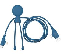 Xoopar Cable Multi-USB 3 en 1 - Cable de carga rápida de 1,20 m - Potencia de 60 W - Conexiones USB, USB-C, Lightning - Compatible con todos los smartphones Mr Bio Long Fast Azul