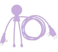 Xoopar Cable Multi USB 3 en 1 - Cable de carga rápida largo 1 m20 - 60 W de potencia - Puerto USB USB-C Lightning - Compatible con todos los smartphones Mr Bio Long Fast morado