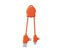 Xoopar Cable Multi USB 4 en 1 - Cargador Universal con Conectores Lightning, USB-C y Micro - Ideal para Cargar Smartphones, Auriculares, Tabletas OctoMini Naranja