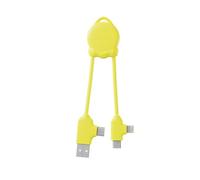 Xoopar Cable Multi USB 4 en 1 - Cargador Universal con Conectores Lightning, USB-C y Micro - Ideal para Cargar Smartphones, Auriculares, Tabletas OctoMini Amarillo