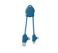 Xoopar Cable Multi USB 4 en 1 - Cargador Universal con Conectores Lightning, USB-C y Micro - Ideal para Cargar Smartphones, Auriculares, Tabletas OctoMini Azul