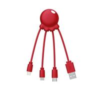 Xoopar Cable Multi USB 4 en 1 Octopus - Cargador Universal En Plástico Reciclado Ocean - Enchufes USB-C, Lightning, Micro USB - Compatible Con Todos los Smartphones - OBP Blanco