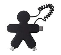 Xoopar Cable USB universal 2 en 1 Buddy Cable - Cable multi cargador USB ecológico y biodegradable - Cargador USB para smartphones iPhone, Samsung, Android (Negro)