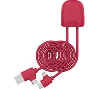 Xoopar Ice-Cable 1m Multi-USB, USB-C, Lightning - Cable De Carga Con Transferencia De Datos para Smartphone Iphone,Samsung,Huawei,Xiaomi,LG,Wiko - Rojo