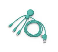 Xoopar - Mr Bio 1m de largo - 4 en 1 Multi USB Cable Menta Pulpo Cargador Universal Diseñado con Materiales Ecológicos Micro USB, USB, Lightning, USB Enchufe Universal para Smartphone