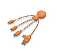 Xoopar - Mr Bio 4 en 1 Cable Cargador Multi USB - Cable USB duradero - Cargador universal multi-conector USB, USB-C, Micro USB, Lightning para Apple iPhone Samsung (Naranja)