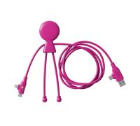Xoopar Mr Bio - Cable largo rápido de 1,20 m - Multi USB 3 en 1 - Carga rápida 60 W - USB - USB-C - Lightning - Compatible con smartphones y dispositivos USB - Rosa