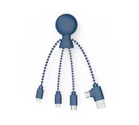 Xoopar Mr Bio Cable Multi USB 4 en 1 Pulpo Plástico Reciclado - Azul
