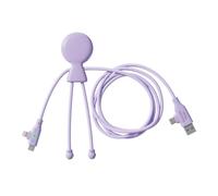 Xoopar Mr Bio Long Fast Cable USB 3 en 1 Carga Rápida 60 W 1,2 m - Morado