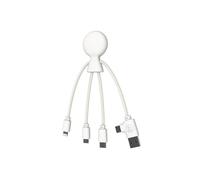 Xoopar Mr Bio Smart Cable Multi USB 4 en 1 con NFC - Blanco | Cable 4 en 1 con función NFC: USB-C, USB, Micro USB y Lightning - compatible iPhone, Samsung, Xiaomi