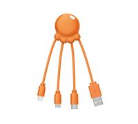 Xoopar Octopus - Cable Multi USB 4 en 1 en Forma de Pulpo Blanco - Cargador Universal de Plástico Reciclado, Conector USB-C, Lightning, USB-A, Micro USB Para Smartphone,Tablet,Laptop