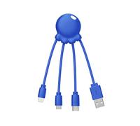 Xoopar Octopus - Cable Multi USB 4 en 1 en Forma de Pulpo Naranja - Cargador Universal de Plástico Reciclado, Conector USB-C, Lightning, USB-A, Micro USB Para Smartphone,Tablet,Laptop