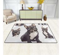 XOPEKVLAWM Alfombra antideslizante para sala de estar, 91 x 60 cm, de perfil bajo, bulldog francés, alfombra de entrada, lavable a máquina, para dormitorio, comedor, oficina, decoración del hogar