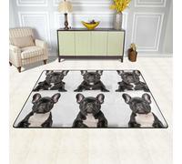XOPEKVLAWM Alfombra antideslizante para sala de estar, 91 x 60 cm, de perfil bajo, bulldog francés, alfombra de entrada, lavable a máquina, para dormitorio, comedor, oficina, decoración del hogar