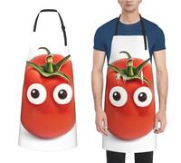 XOPEKVLAWM Delantal impermeable ajustable con bolsillos, color rojo y blanco, con lunares, delantales de cocina para mujeres y hombres, I Love You From My Head Tomatoes, Talla única