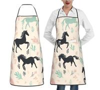XOPEKVLAWM Delantal impermeable ajustable con pechera con bolsillos, delantal de mapa, delantales de cocina para mujeres y hombres, Bonito caballo, Talla única