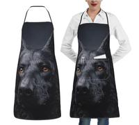 XOPEKVLAWM Delantal impermeable ajustable con pechera con bolsillos, delantal de mapa, delantales de cocina para mujeres y hombres, Pastor alemán negro, Talla única
