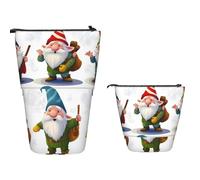 XOPEKVLAWM Estuche para lápices de pie de gran capacidad, bonito estuche telescópico para lápices, soporte para lápices de Navidad, divertidos gnomos, bolsa de maquillaje portátil, organizador de